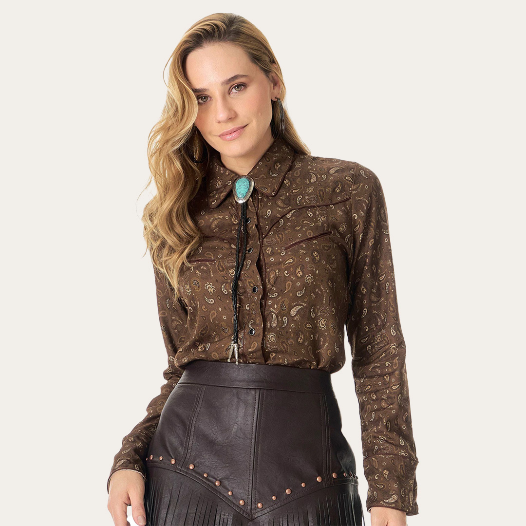 Camisa Feminina Selff Western Paisley CML40 — foto 1
