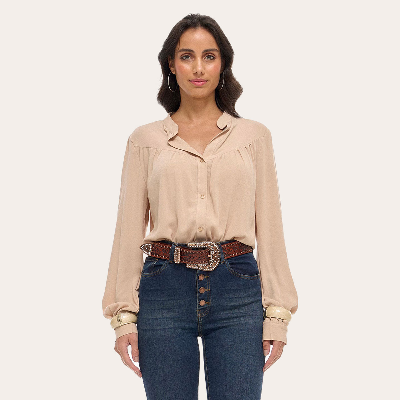 Camisa Feminina Selff Western Romantic Western Manga Longa CML12 — foto 1