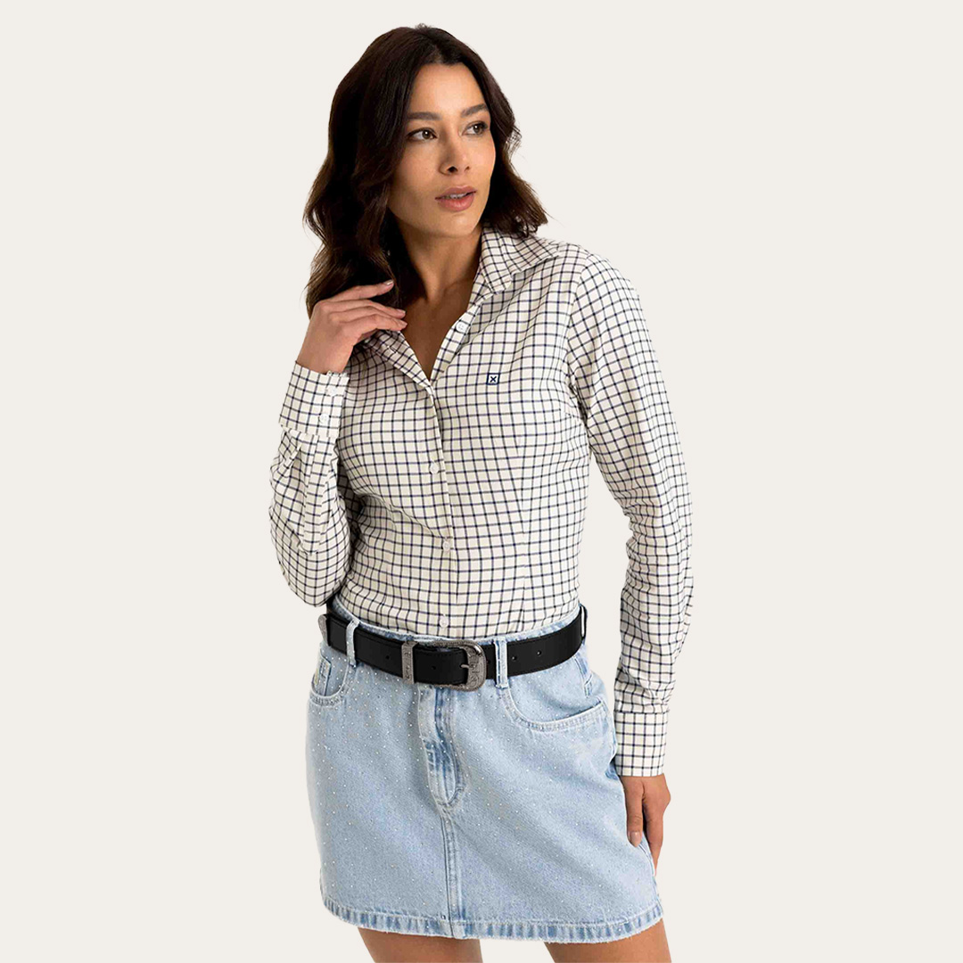 Camisa Feminina TXC Slim Sarja Xadrez 12330L — foto 1