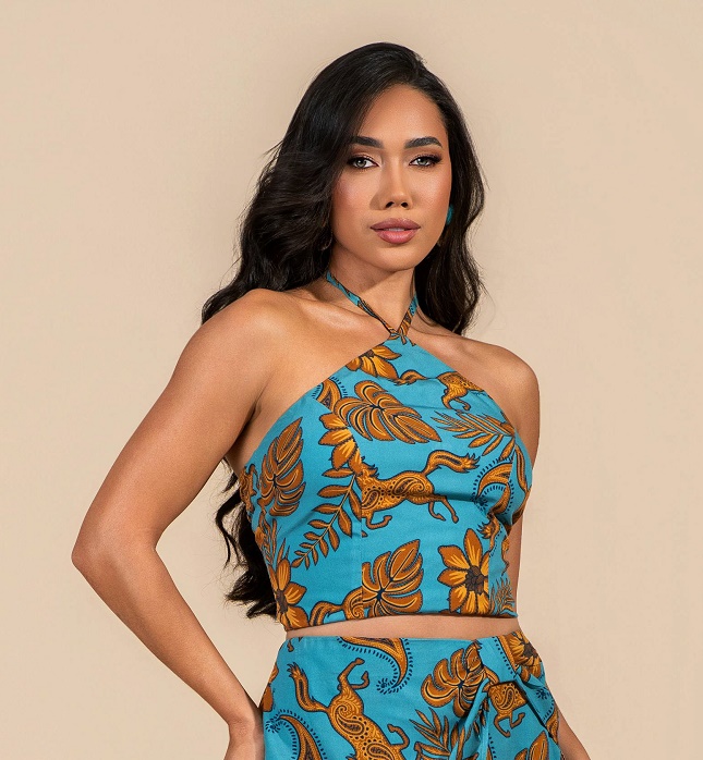Cropped Buphallos Azul Estampado Frente Unica Bpl1418 — foto 1