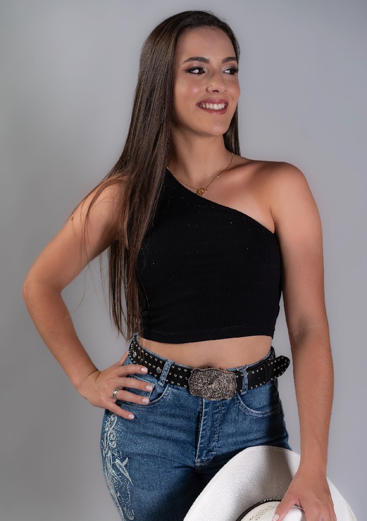 Cropped Zoe Horse Ombro Unico Preto Zhw1104 — foto 1