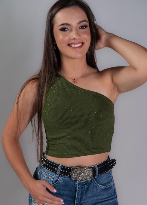 Cropped Zoe Horse Ombro Unico Verde Zhw1103 — foto 1