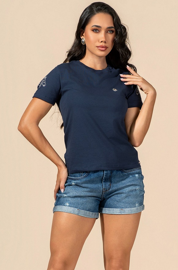 T Shirt Buphallos Marinho Horse Mangas Bpl1631A — foto 1