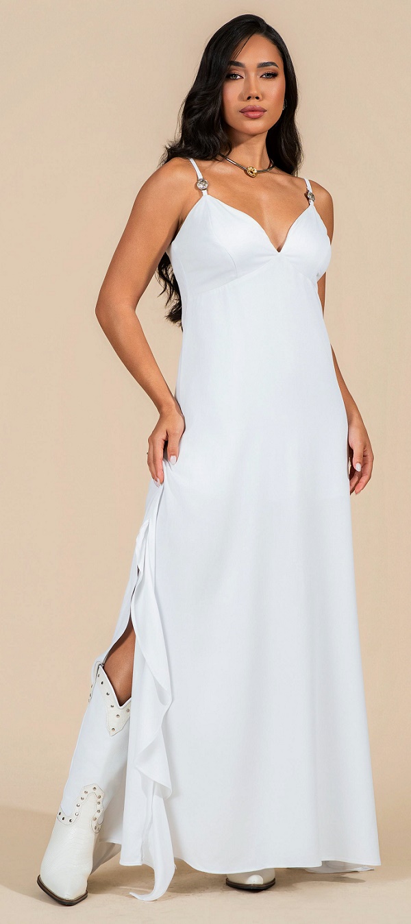 Vestido Buphallos Longo Branco Bpl1430 — foto 1